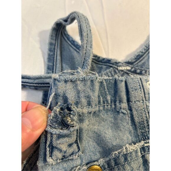 Carhartt 38x28 blue jean denim overalls USA thrashed (missing buckle) rn#14806 - Picture 3 of 14